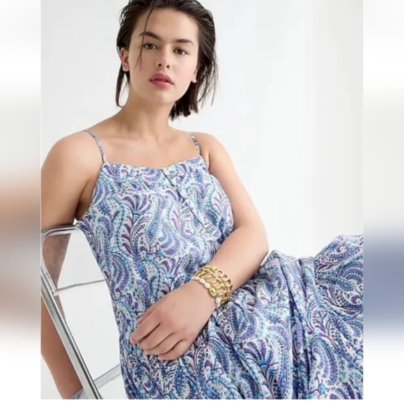 J. Crew Tiered Cotton Voile Shift Maxi Dress in Purple Paisley Size XL NWT - Picture 9 of 10